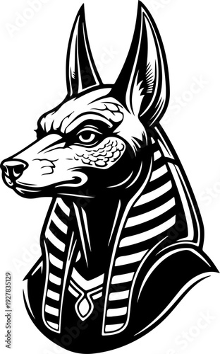 Elegant anubis head silhouette vector illustration