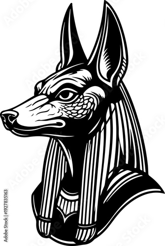 Elegant anubis head silhouette vector illustration