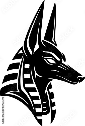 Elegant anubis head silhouette vector illustration