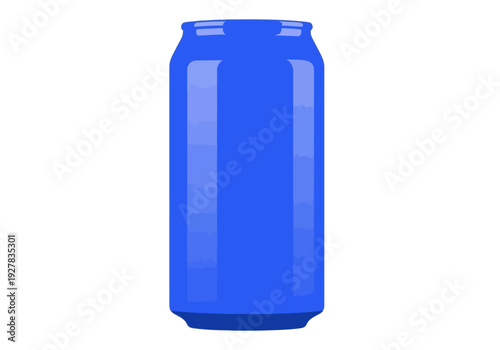 Sleek and vibrant blue aluminum beverage can, an eye-catching digital illustration ideal for drink packaging concepts, refreshment advertisements, and graphic design projects