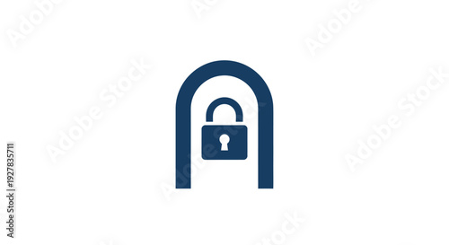Blue Padlock Icon Security Symbol.