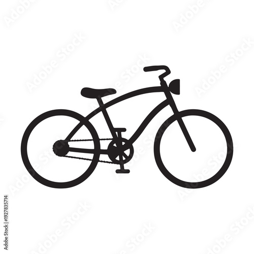Black bicycle icon with chain and pedals  simple bike silhouette  cycling vehicle  transportation symbol