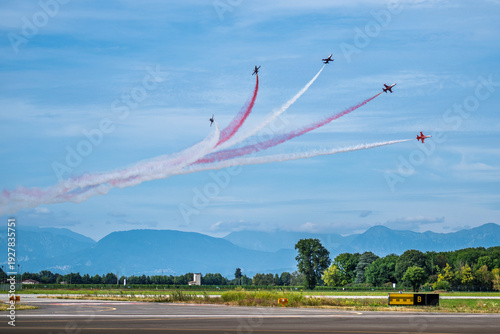 Frecce Tricolori Air Show. Thrilling Flight. Turkish Acrobatic Team.
