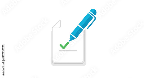 Blue pen checking document form.