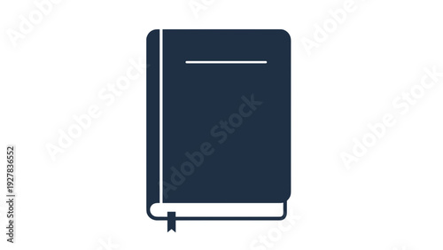 Navy Blue Closed Notebook with Bookmark.