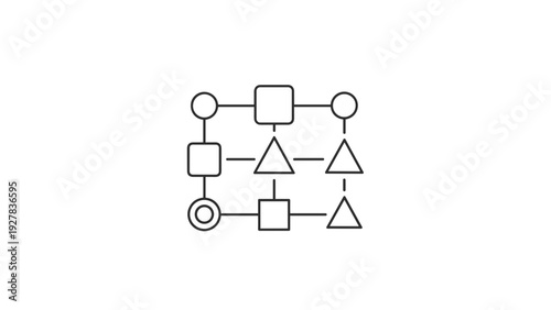 Simple Flowchart Diagram with Shapes and Lines.