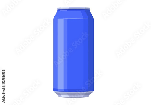 Vector illustration of a blank blue aluminum beverage can. A generic template for soda or energy drink packaging design on a white background