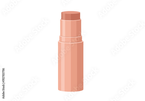 Nude beige cosmetic stick for foundation or concealer, vector illustration mockup isolated on a white background for beauty packaging design
