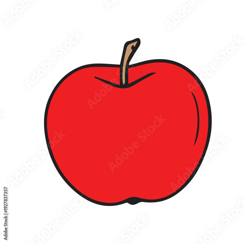 Minimalist red apple vector icon featuring sleek lines, balanced form, and a fresh modern look, ideal for branding, packaging, and visual elements.
