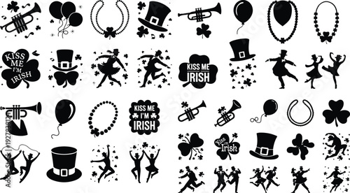 Saint Patrick Typography Silhouette Icon Pack 