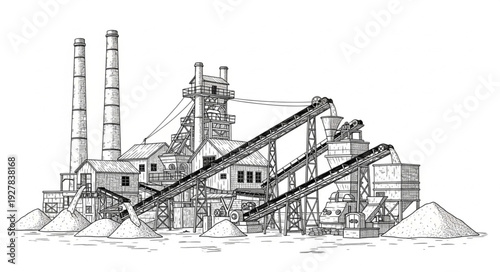 Industrial Factory with Conveyor Belt.
