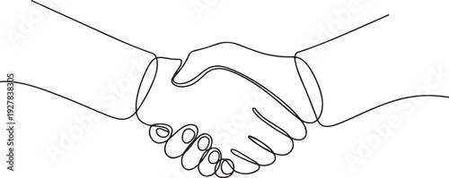 Continuous line drawing of handshake. Handshaking of business partners drawn by one single line. one line Icon drawing