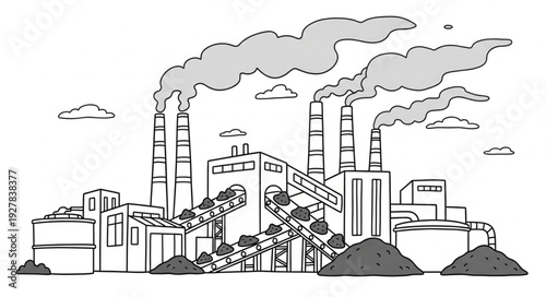 Industrial Factory with Smoke Emissions.