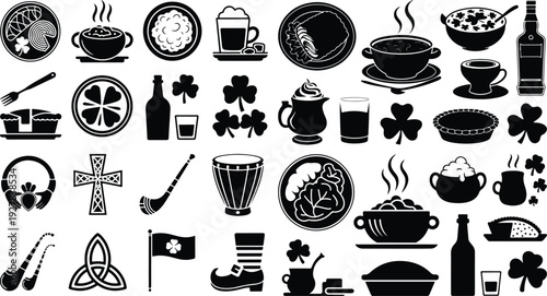 Saint Patrick Typography Silhouette Icon Pack 