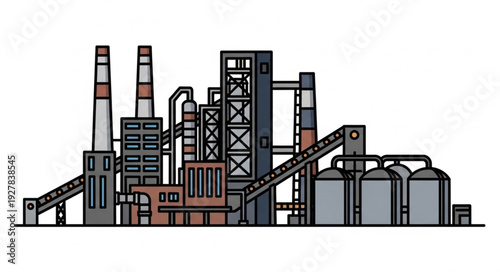 Industrial Factory with Storage Tanks.