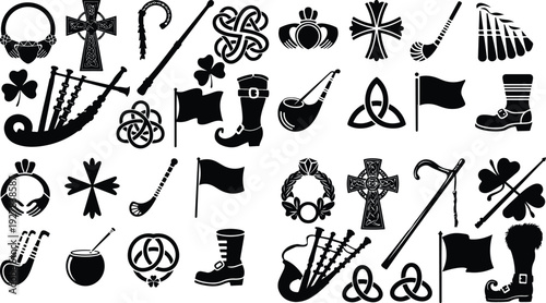 Saint Patrick Typography Silhouette Icon Pack 