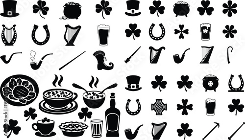 Saint Patrick Typography Silhouette Icon Pack 