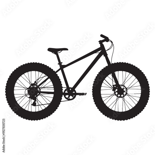 Black mountain bike silhouette with thick tires on white background  bicycle  bike  cycling  transportation
