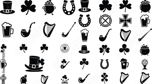 Saint Patrick Typography Silhouette Icon Pack 