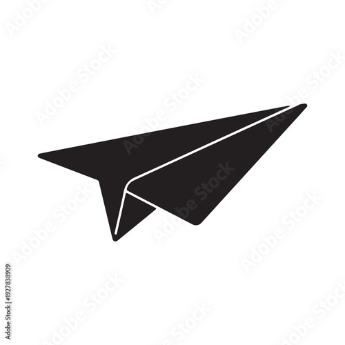 Black paper airplane icon simple design flying object  symbol for communication and messaging