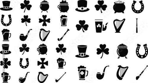 Saint Patrick Typography Silhouette Icon Pack 