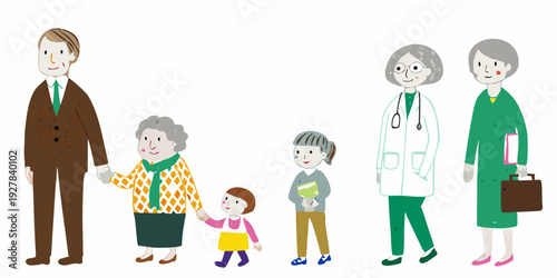 A family portrait depicting multiple generations standing closely together