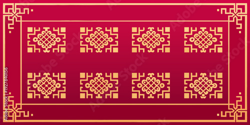 Detailed red and gold ornamental pattern with repeating geometric motifs