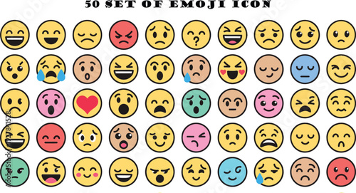 Colorful vector set of cartoon number icons with smiley emoticon faces showing different emotions