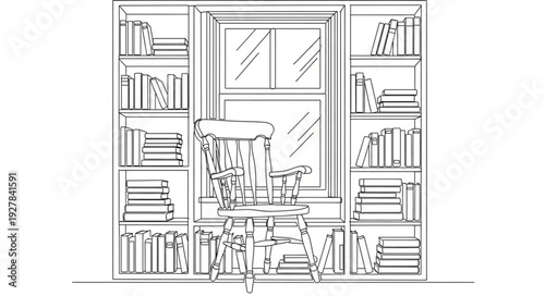 Library with Bookshelves and Desk.