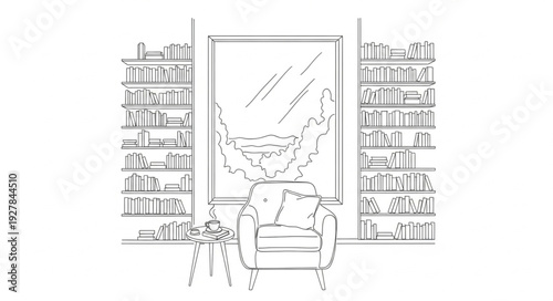 Man Sitting in Library with Books.