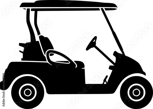 Modern Golf Cart Silhouette - Electric Buggy and Leisure Course Transportation Vector