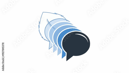 Blue and black speech bubble icon.