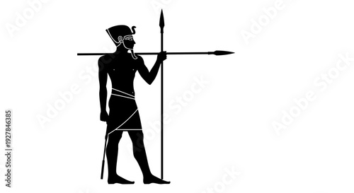 Ancient Egyptian warrior silhouette profile standing.