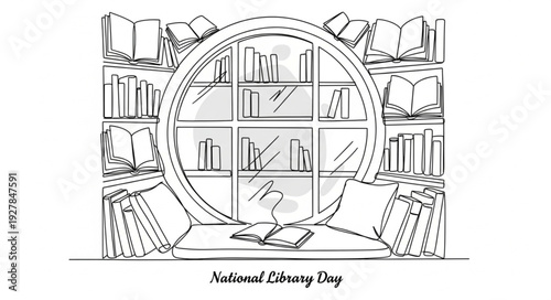 National Library Day Illustration Books.