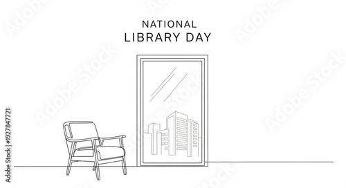 National Library Day Illustration Chair Door.