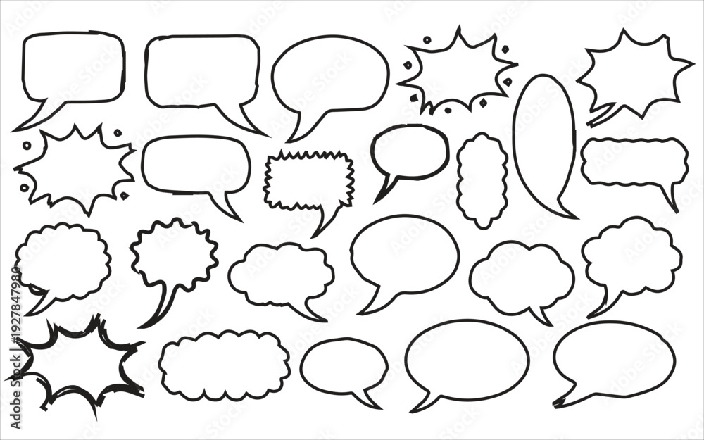 Fototapeta premium Continuous Line Speech Bubble Set Pack