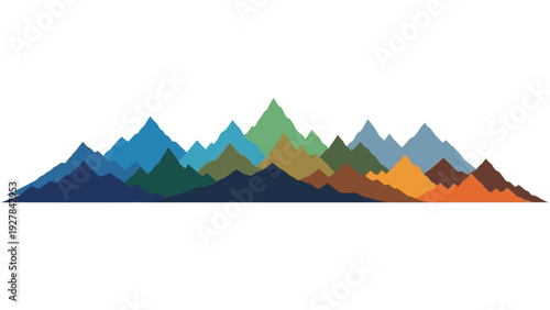 Colorful abstract mountain range silhouette in minimalist vector art style