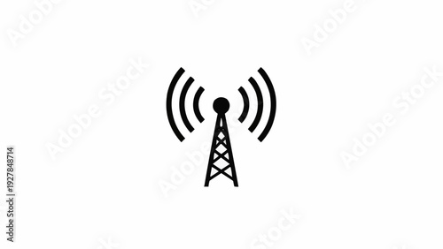 Cell Tower with Signal Waves Emitting.