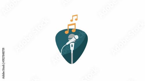 Guitar Pick with Music Notes and Cable.