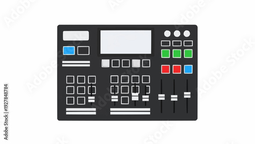 Professional audio mixer control panel equipment.