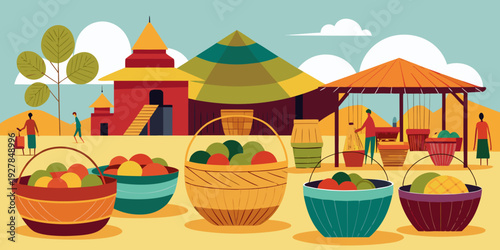 Baskets in the Aksum basket market in Aksum, Ethiopia.