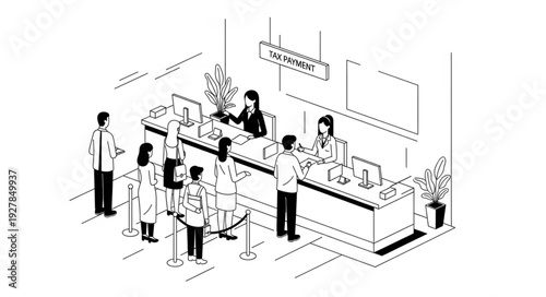 Pharmacy Counter with Pharmacist and Customers.