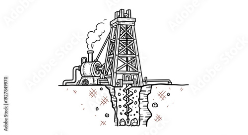 Oil Derrick and Drilling Rig.