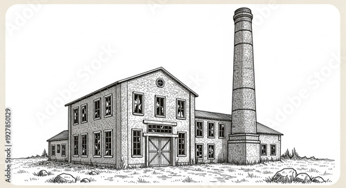 Old Abandoned Factory Building Ruins.