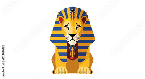 Egyptian Sphynx Lion Statue Illustration.