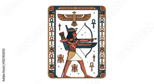Egyptian Tarot Card Illustration with Goddess.
