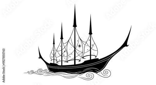 Elegant sailing ship illustration vector design for various commercial purposes