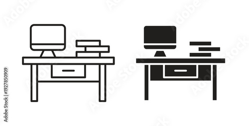 Study table icon symbol vector graphic designs on white. Best for ui Design