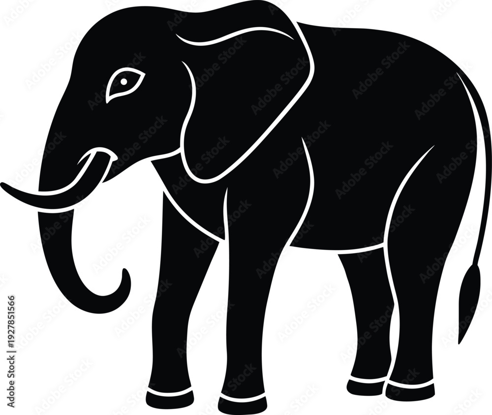 Obraz premium Elephant Silhouette with White Outlines