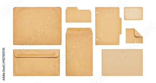 Vintage manila folder pieces .